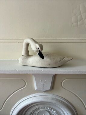 Vintage Decorative White Swan Sculpture
